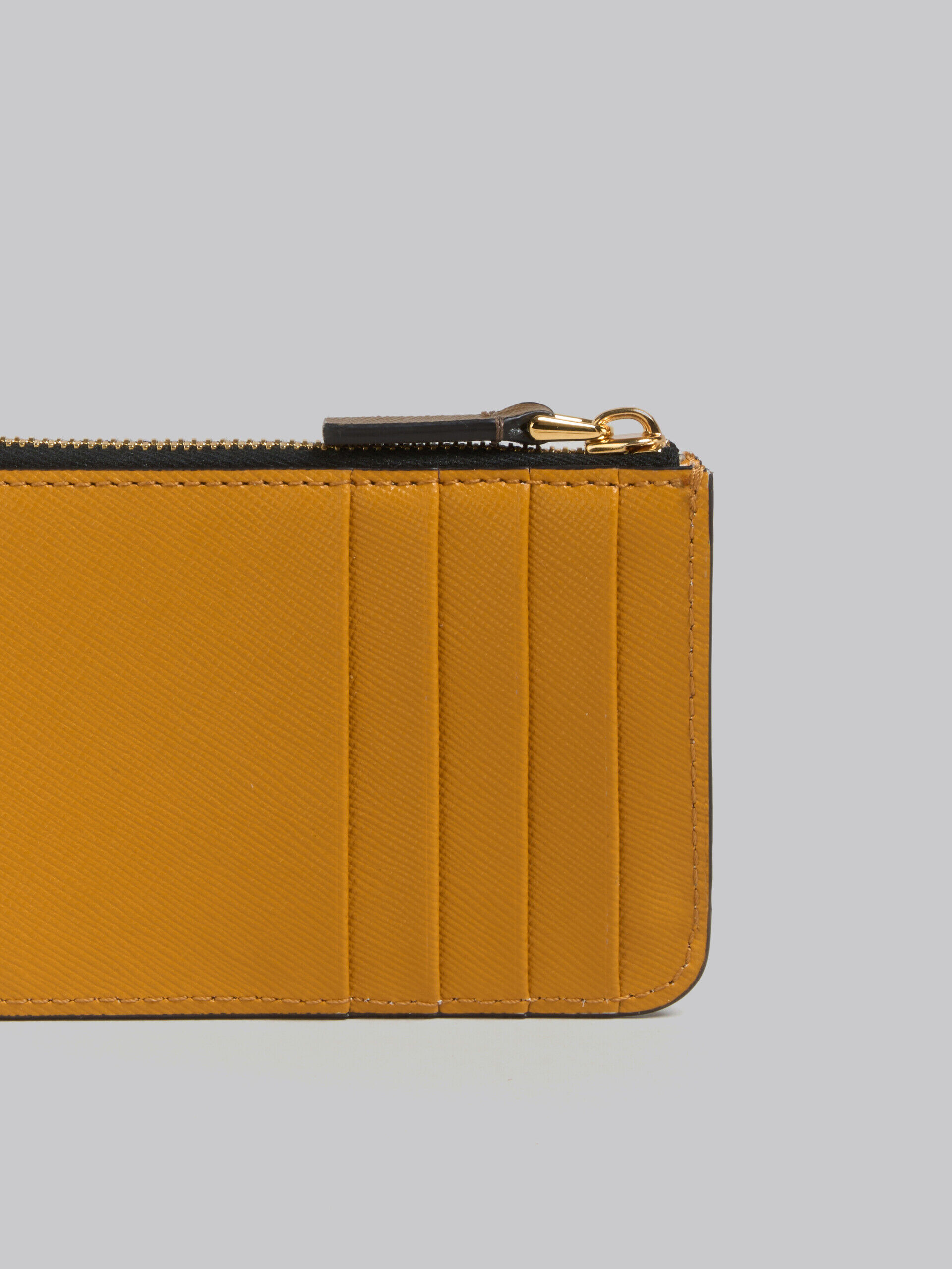 Brown white and orange saffiano leather card case | Marni