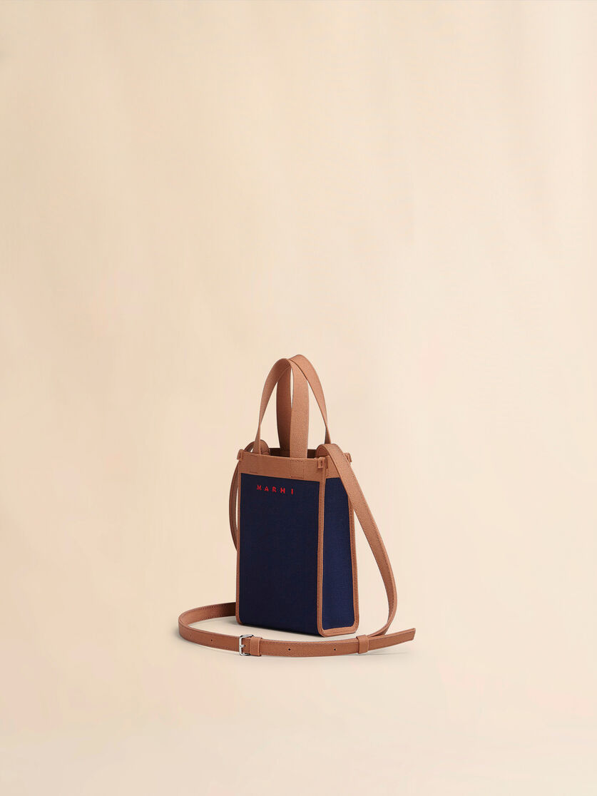 Sac porté épaule en jacquard bleu et marron - Sacs portés épaule - Image 2