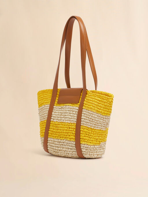 Small yellow stripe raffia-effect Trunkaroo beach bag - Shopping Bags