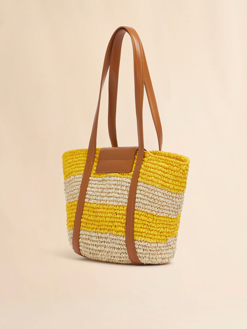 Small yellow stripe raffia-effect Trunkaroo beach bag - Shopping Bags - Image 3