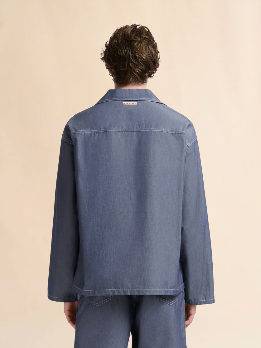 Blue chambray sailor top with polo collar - Shirts - Image 3