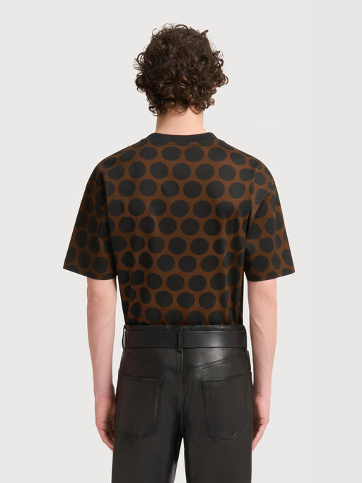 Brown cotton T-shirt with Polka Rhythm print - Shirts