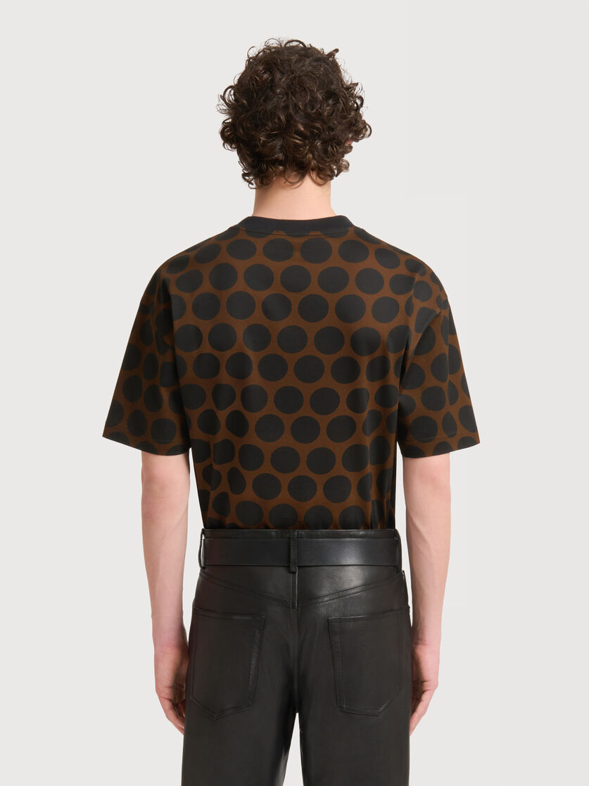 Brown cotton T-shirt with Polka Rhythm print, Image 4
