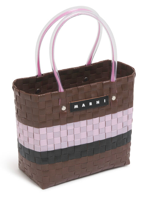 コニャック MARNI MARKET STRIPE BASKET BAG MINI - ショッピングバッグ