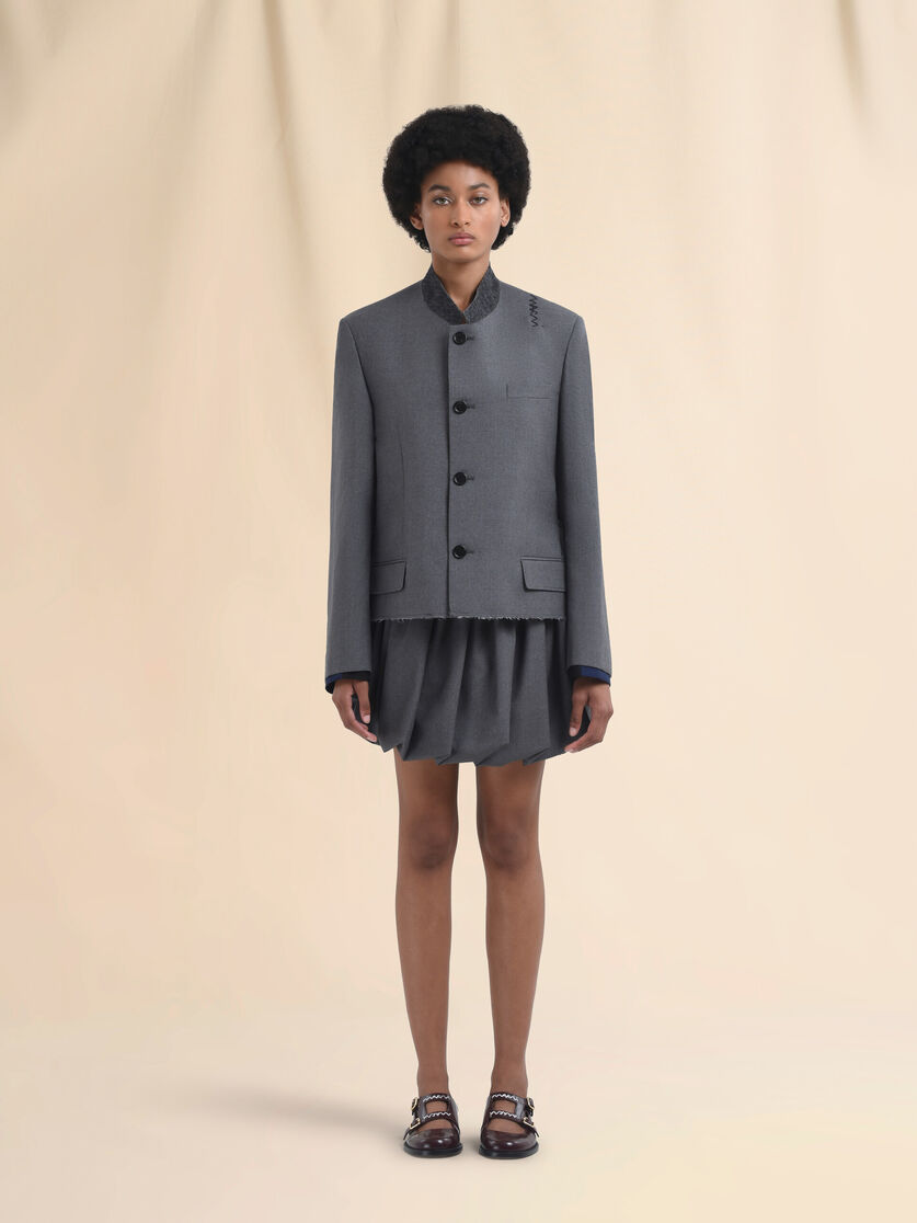 Grey jacket with Mandarin collar and Marni Symbol - Jackets - Image 2