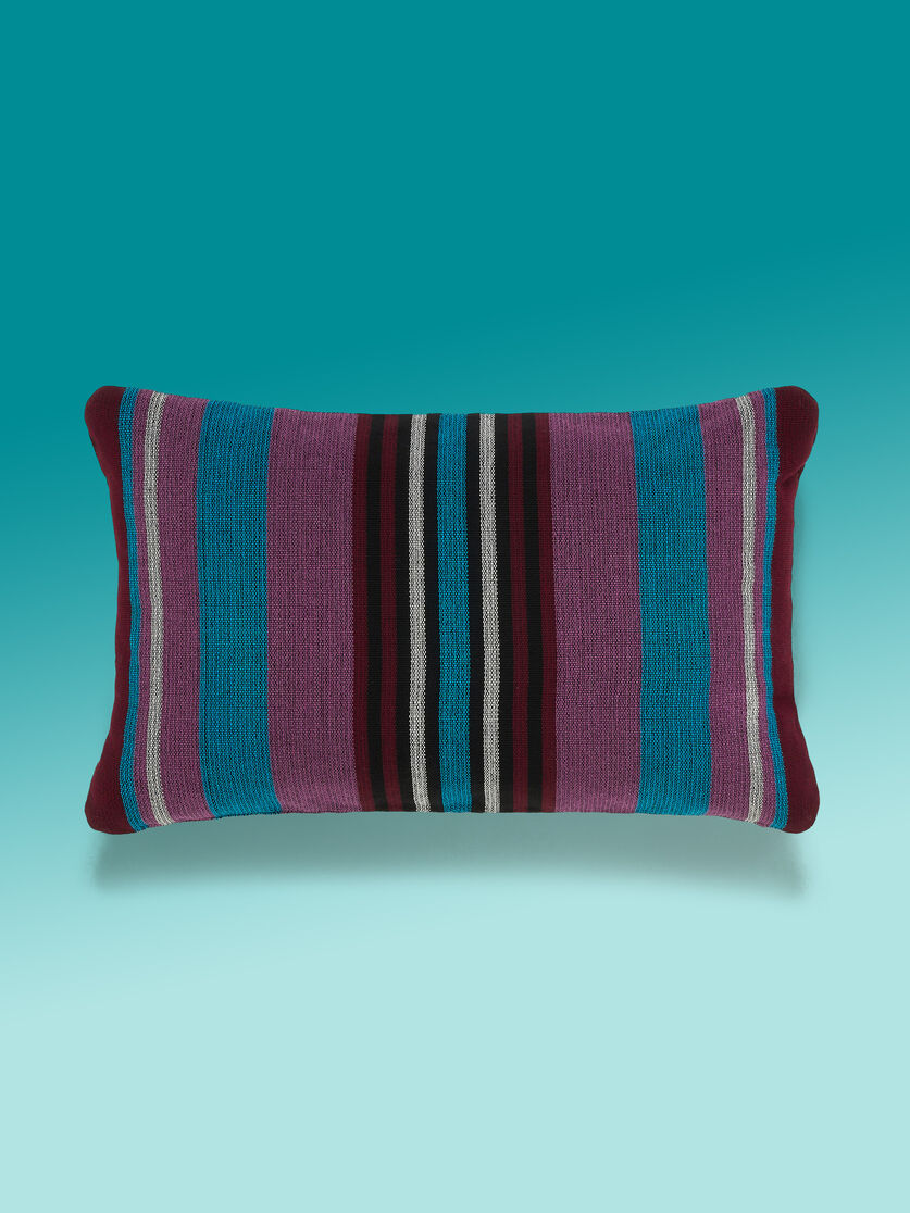 MARNI MARKET rechteckiger Kissenbezug aus Polyester mit grünen, burgunderroten und hellblauen Längsstreifen - Möbel - Image 1