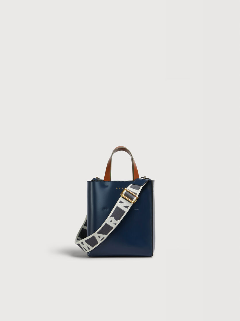 Blue grey and brown leather Museo mini bag, Image 1