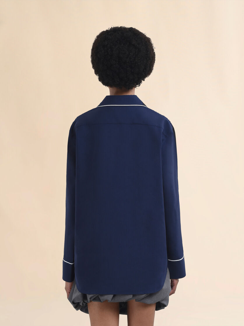 Black wool pyjama shirt with contrasting back - Shirts - Image 3
