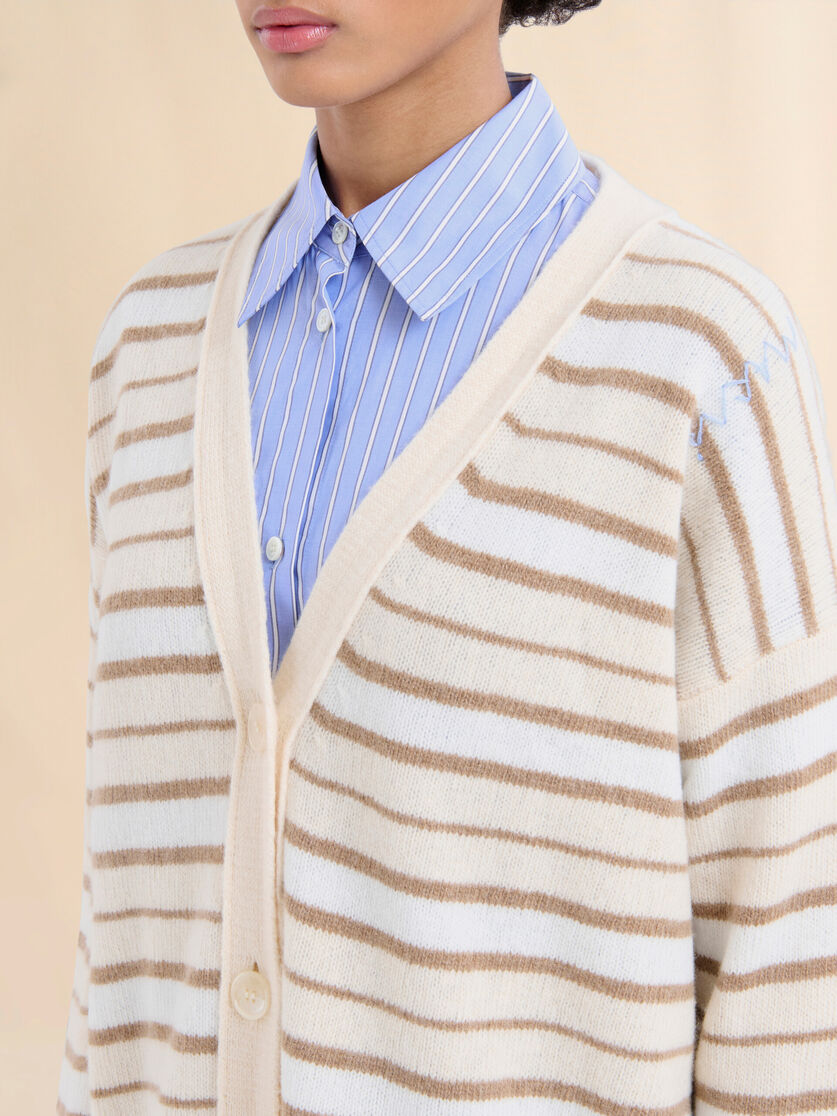 Ivory striped cashmere blend cardigan - Pullovers - Image 4