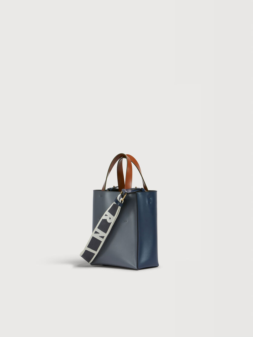 Blue grey and brown leather Museo mini bag, Image 2
