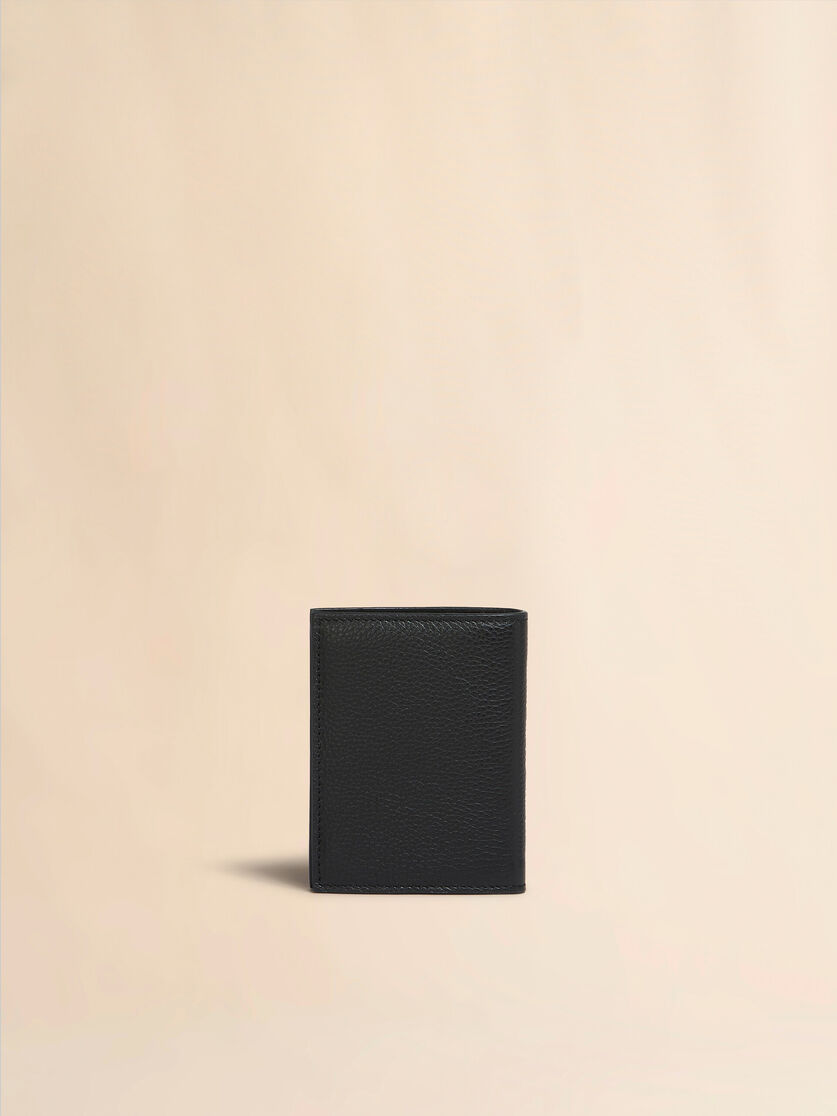 Black leather bifold wallet with Marni mending | Marni 