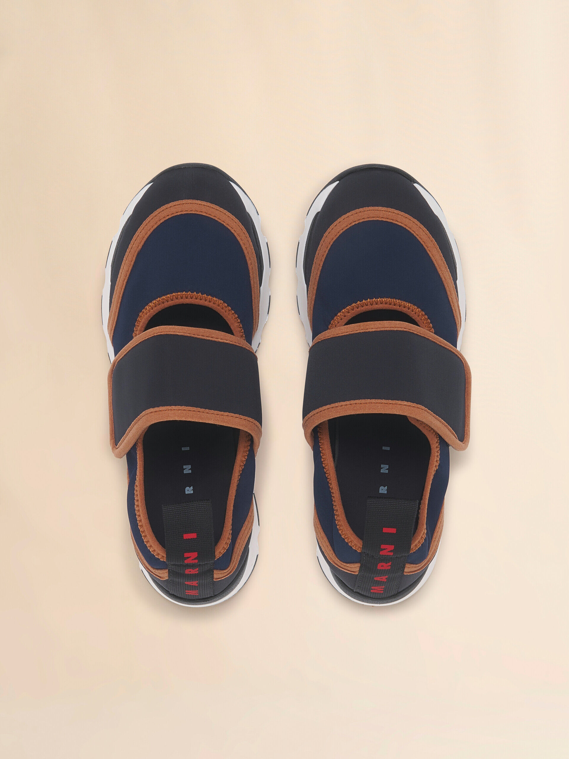 Deep blue and black lycra Mary Jane Running Sneaker | Marni