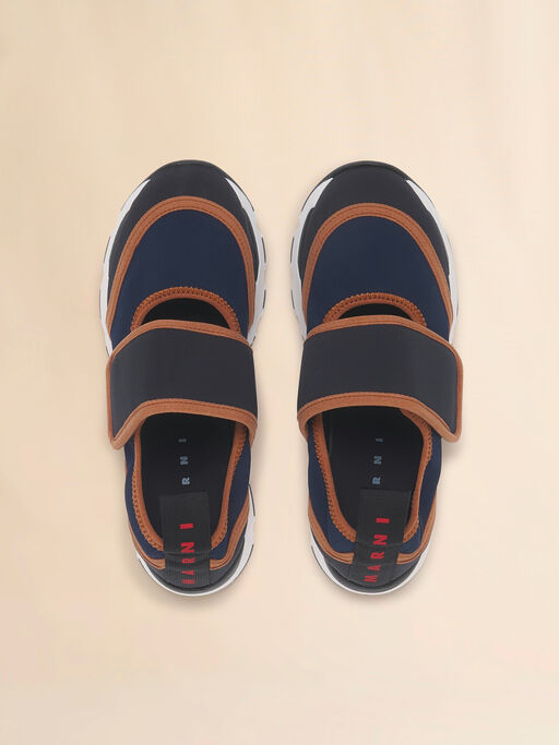 Deep blue and black lycra Mary Jane Running Sneaker - Sneakers