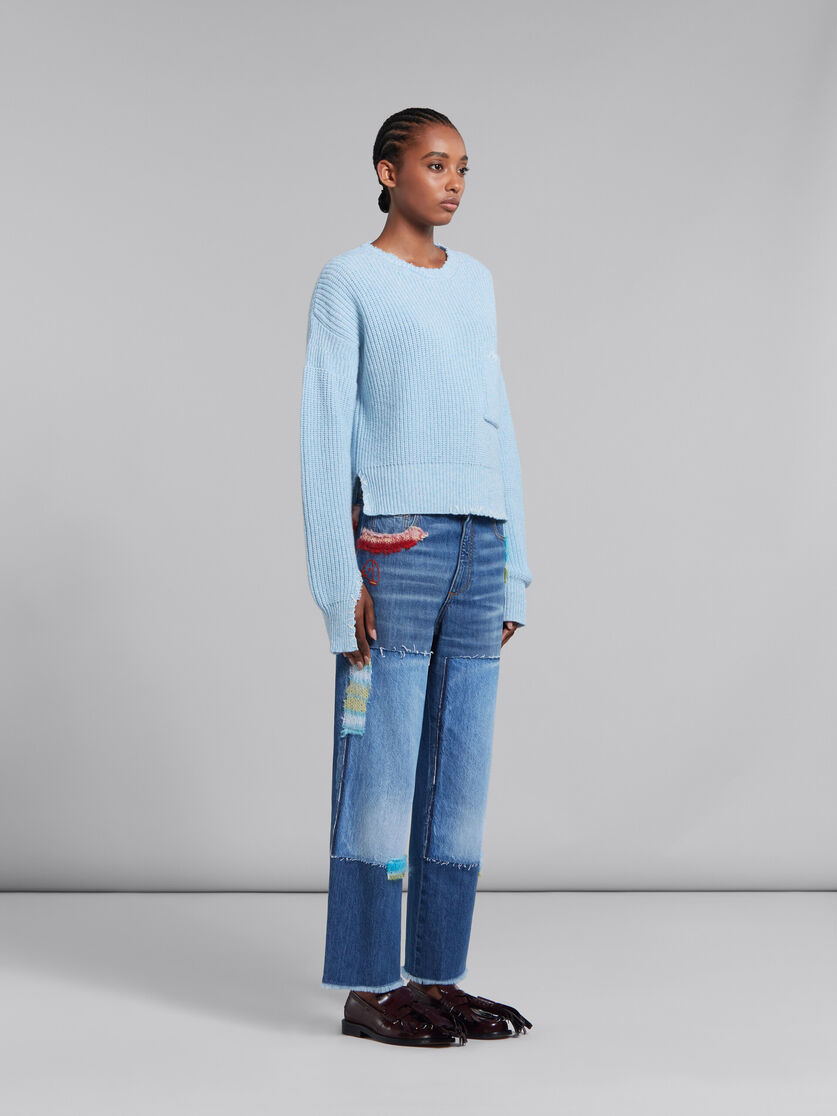 Blue mouliné jumper with mending - Pullovers - Image 5