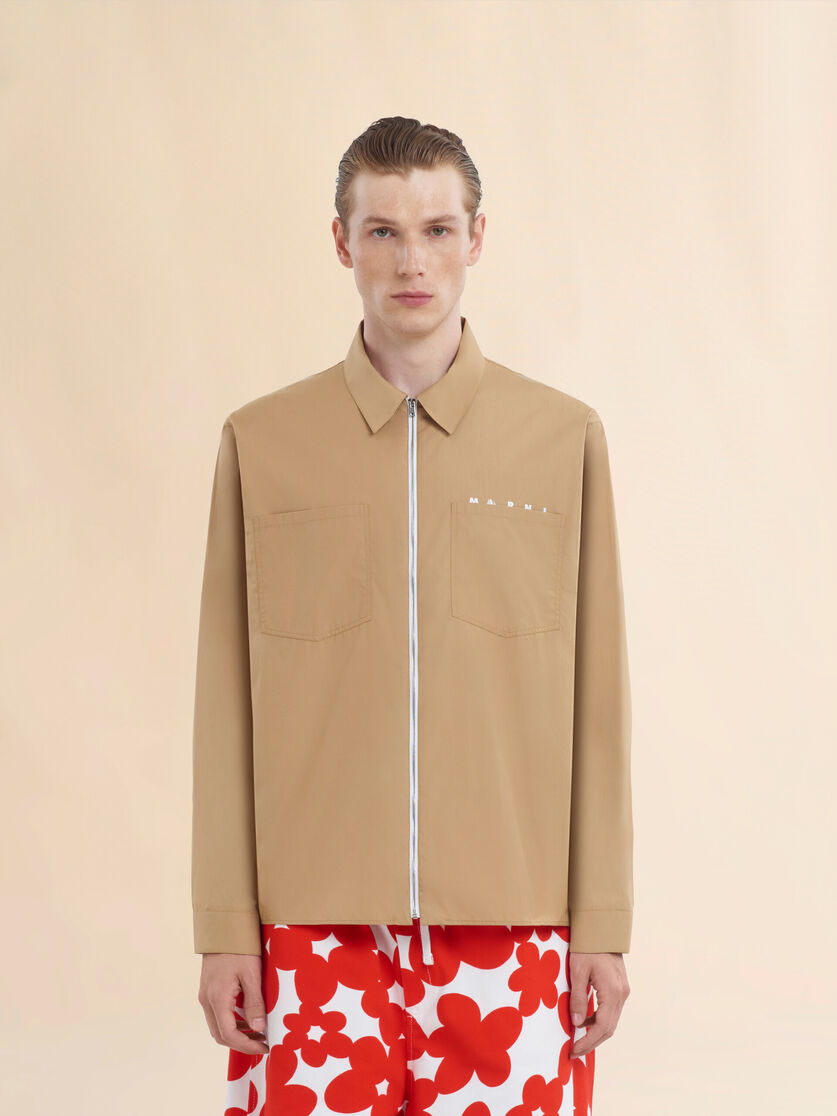 Chemise zippée en popeline biologique blanche avec logo dissimulé - Chemises - Image 2