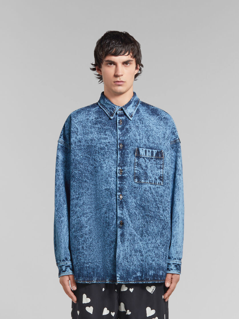 Blue marble-dyed denim shirt | Marni 