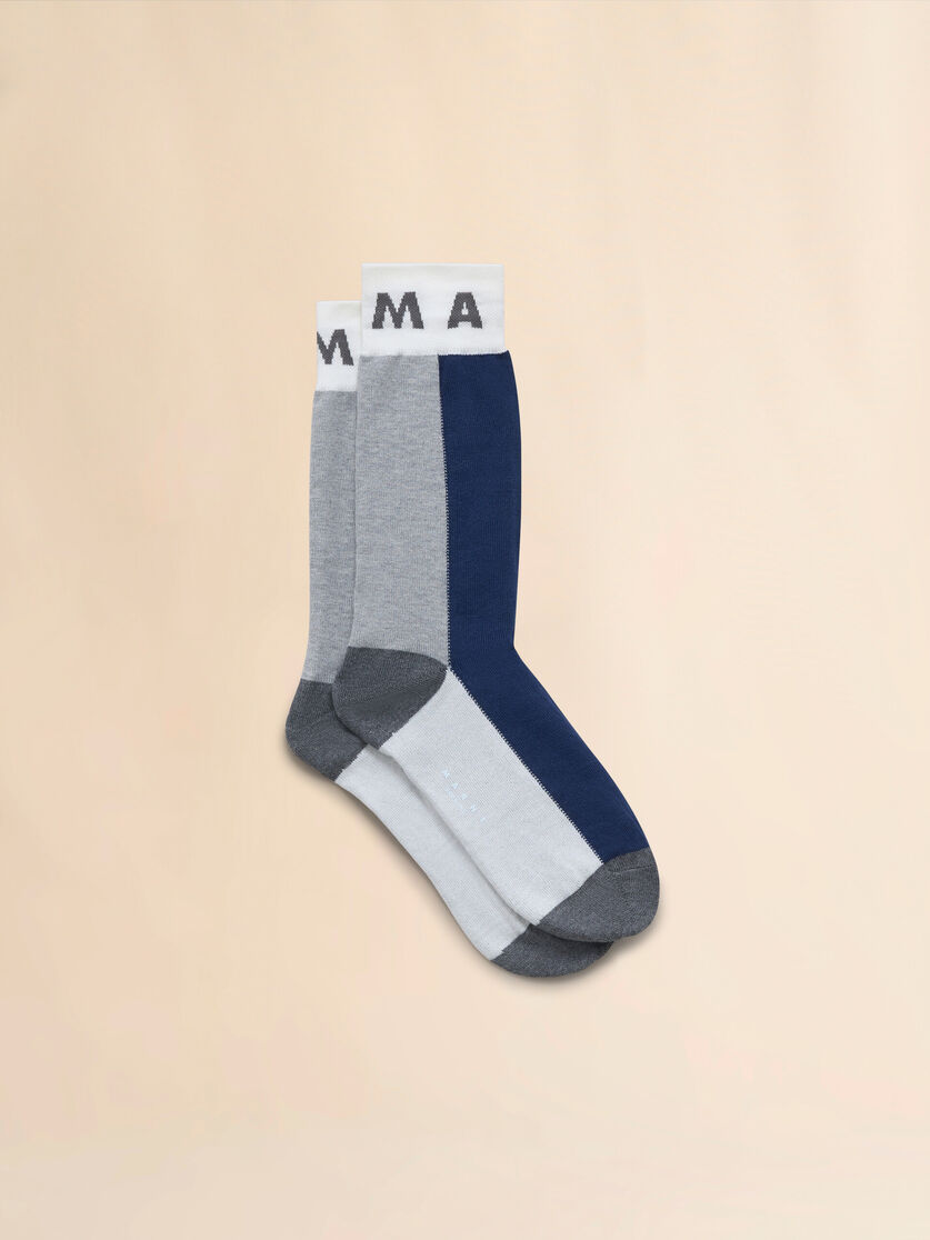 Blue colour block socks - Socks - Image 1