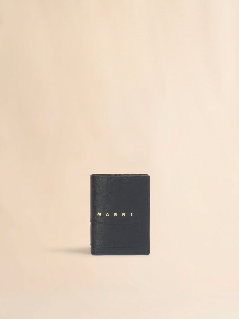 ブラック サフィアーノレザー二つ折りウォレット - 財布 - Image 1