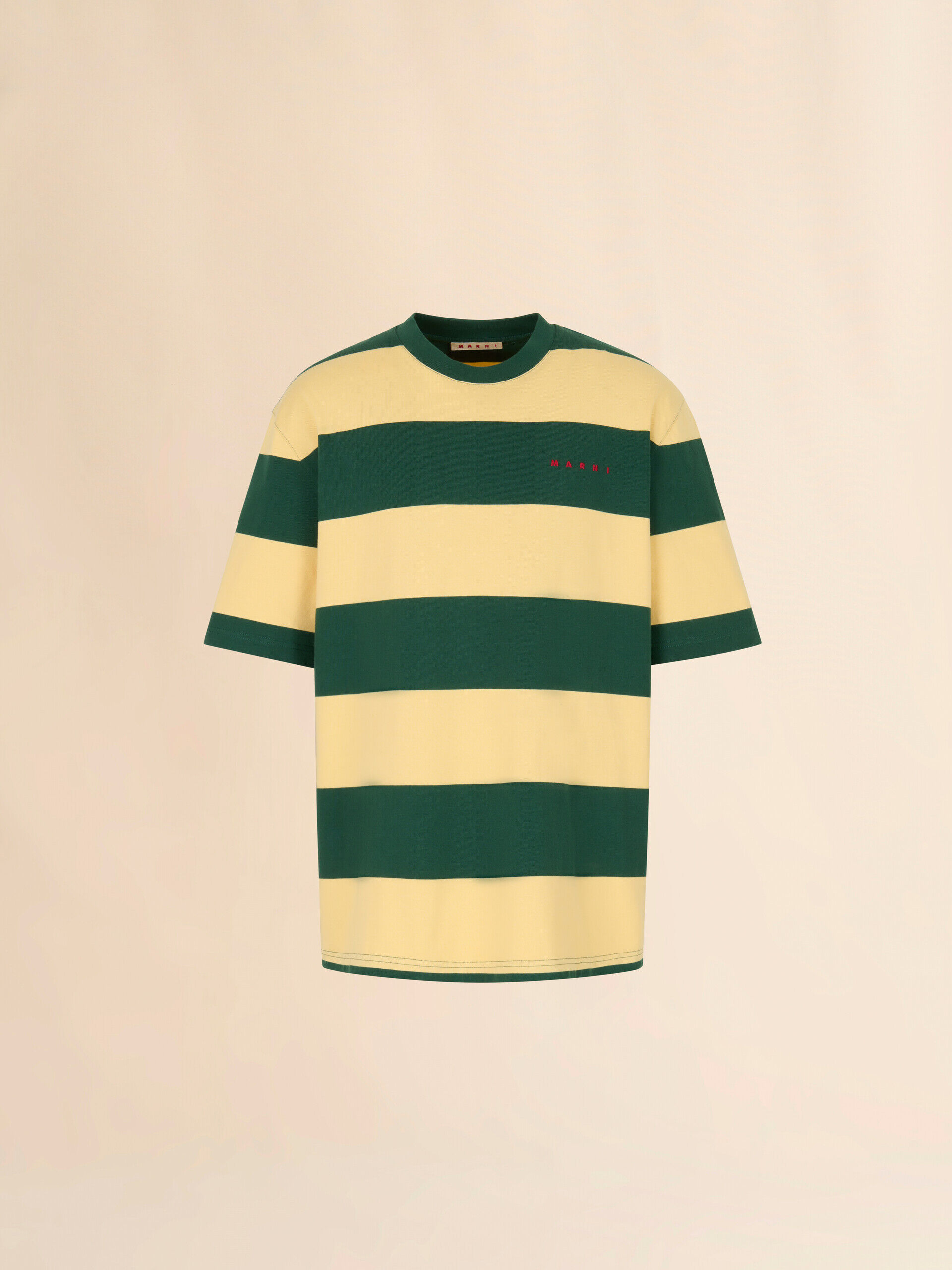 グリーン＆イエロー マキシストライプ コットンTシャツ | Marni