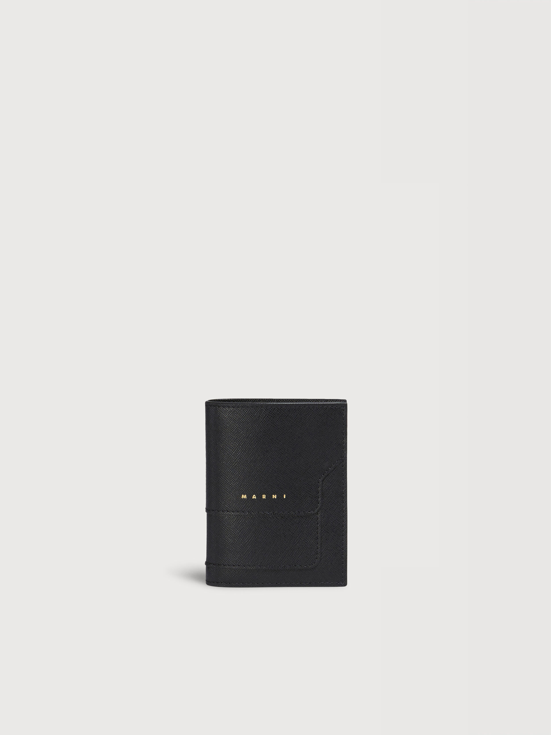 ブラック サフィアーノレザー製 二つ折りウォレット | Marni