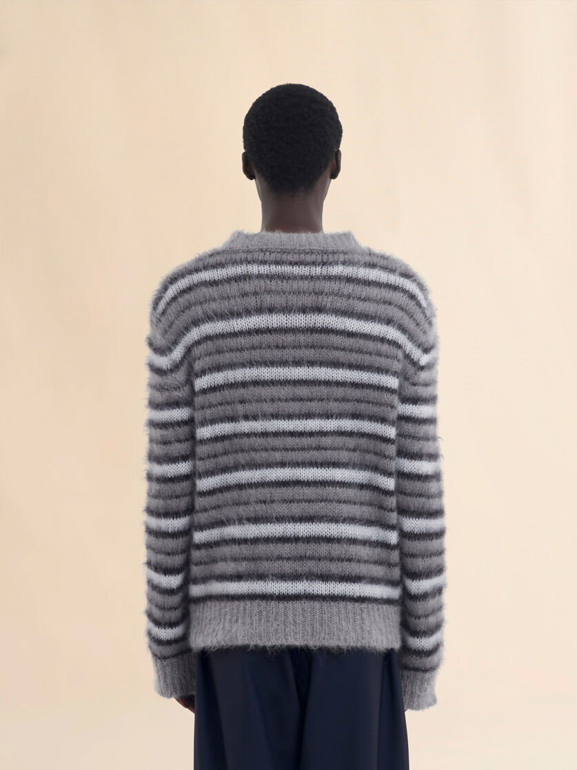 Girocollo grigio in mohair a righe - Pullover - Image 3