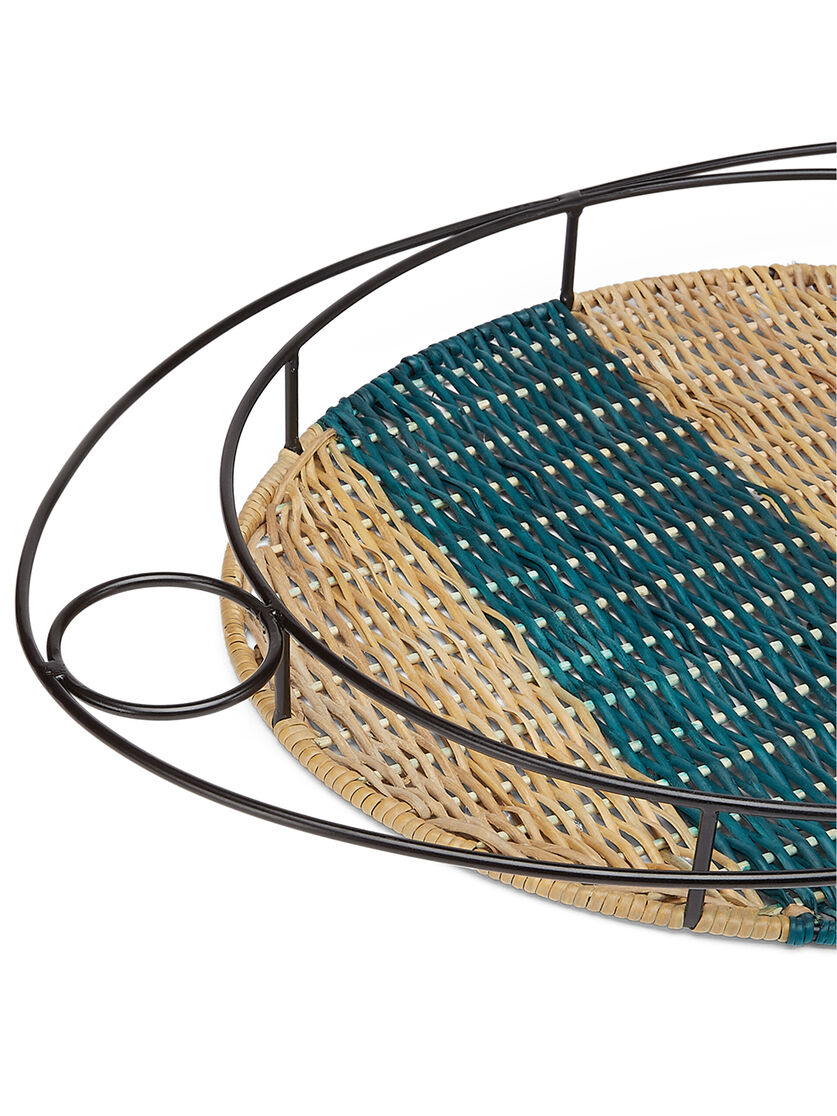 Vassoio ovale MARNI MARKET in ferro e vimini nero beige e bordeaux - Accessori - Image 3