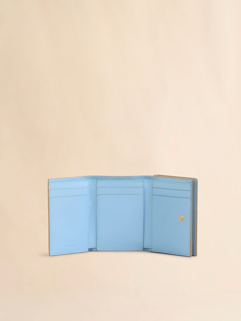 Light blue leather trifold wallet with Marni Mending embroidery - Wallets - Image 2