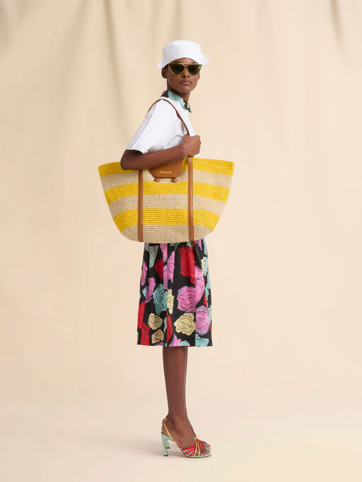 Medium yellow stripe raffia-effect Trunkaroo beach bag - Shopping Bags