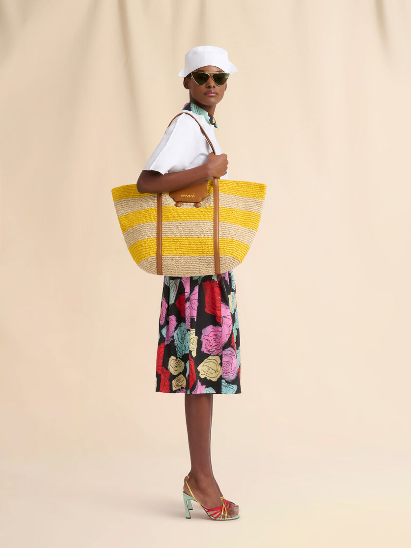 Medium yellow stripe raffia-effect Trunkaroo beach bag - Shopping Bags - Image 2
