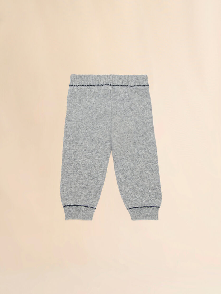 Deep blue wool-cashmere pants with logo - Pants - Image 2
