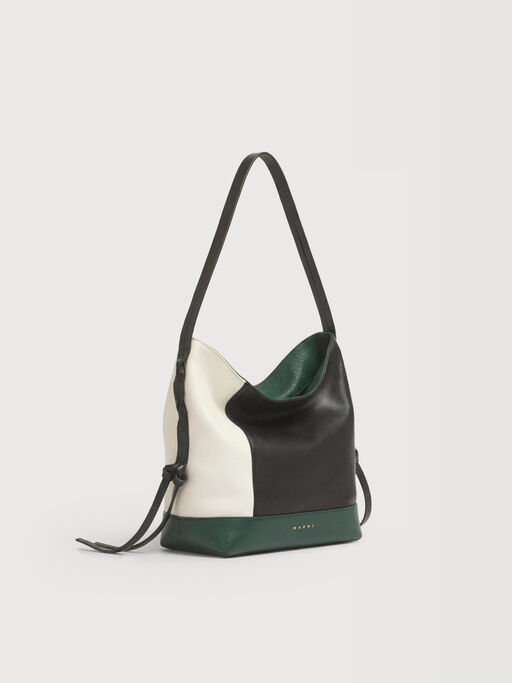 Borsa hobo Pod 2.0 piccola in pelle bianca, nera e verde - Borse a spalla