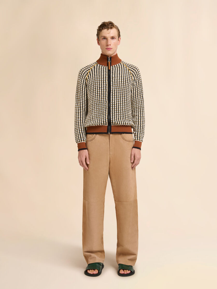 White bouclé tweed-effect jumper with zip, Image 2