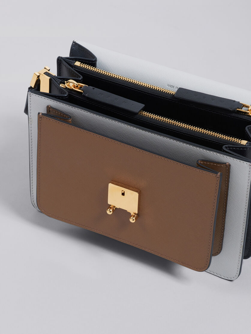 TRUNK medium bag in grey brown and black saffiano leather - Shoulder Bags - Image 3