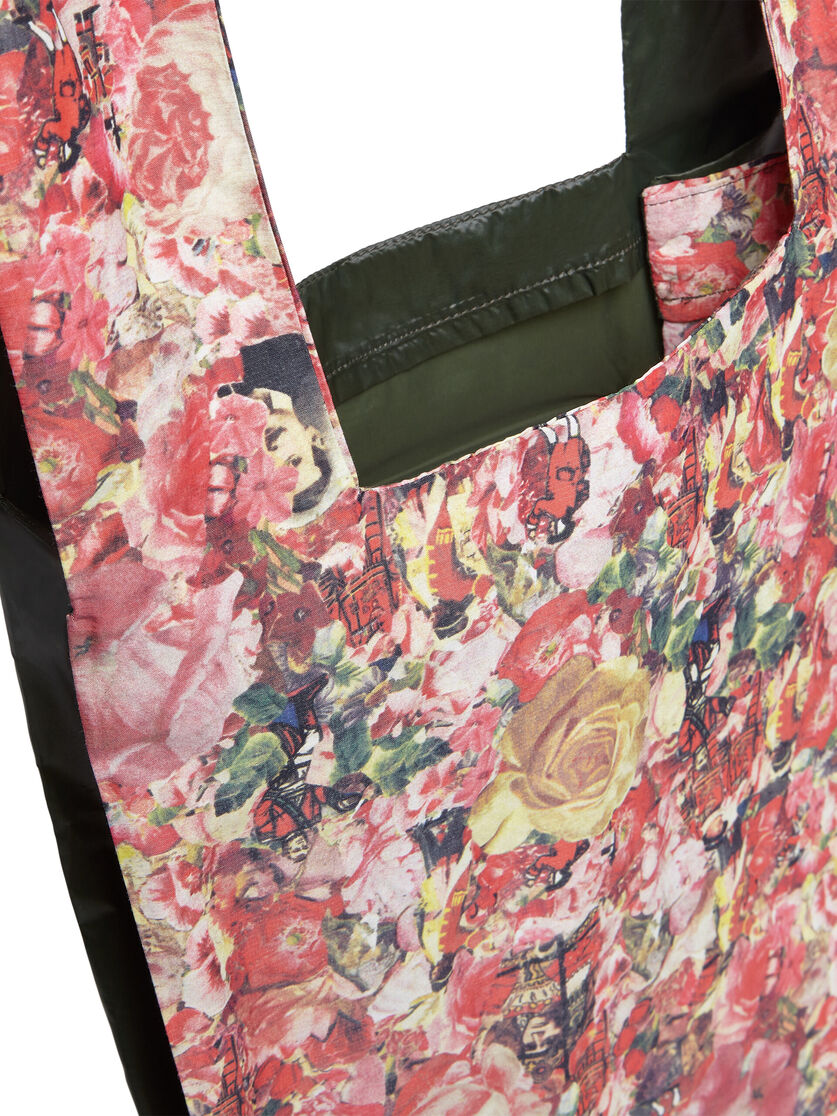 MARNI MARKET green shopping bag with floral print - Shopping Bags - Image 4