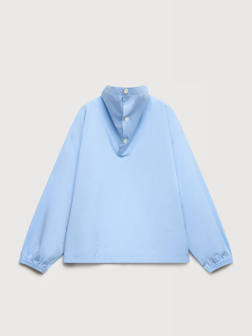 Light blue poplin shirt with funnel neck - Shirts