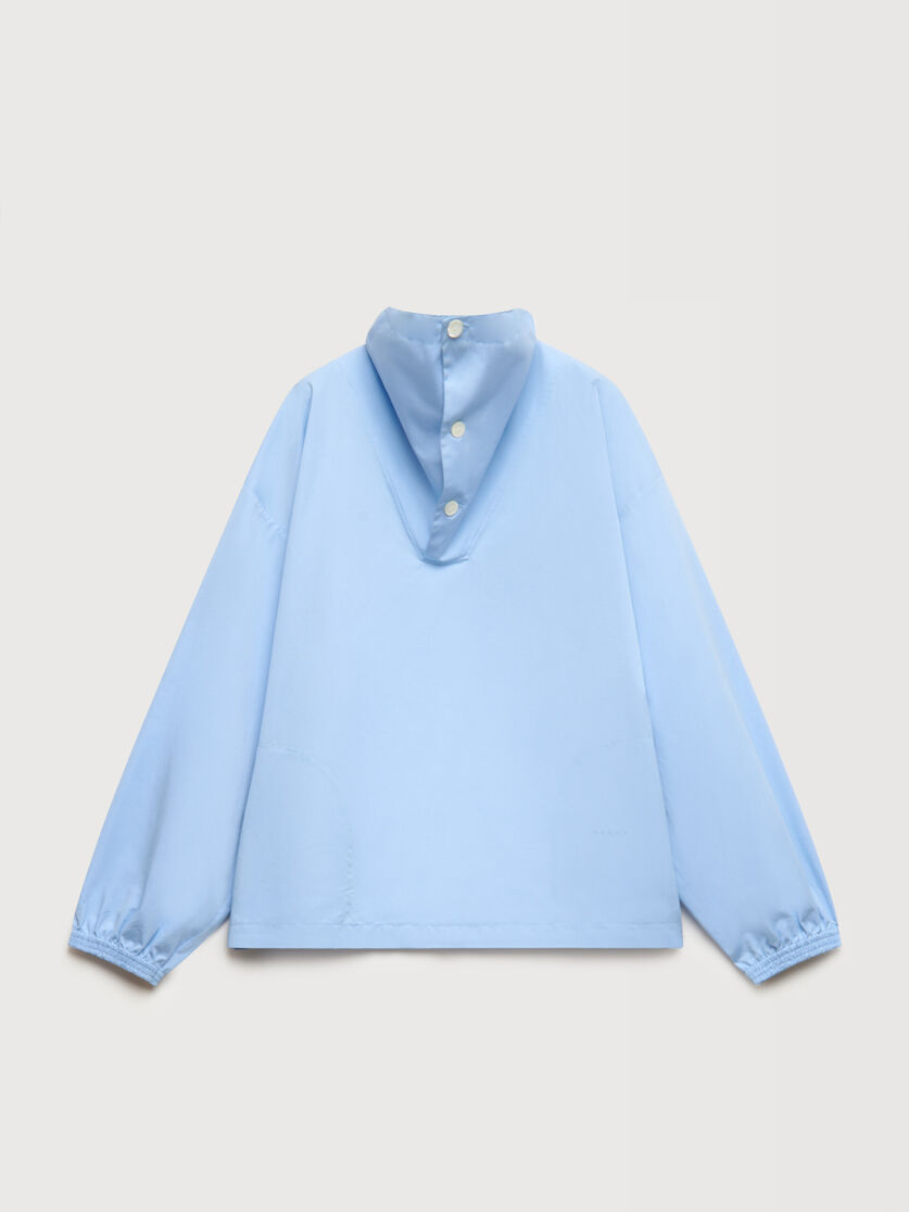 Light blue poplin shirt with funnel neck, Image 1