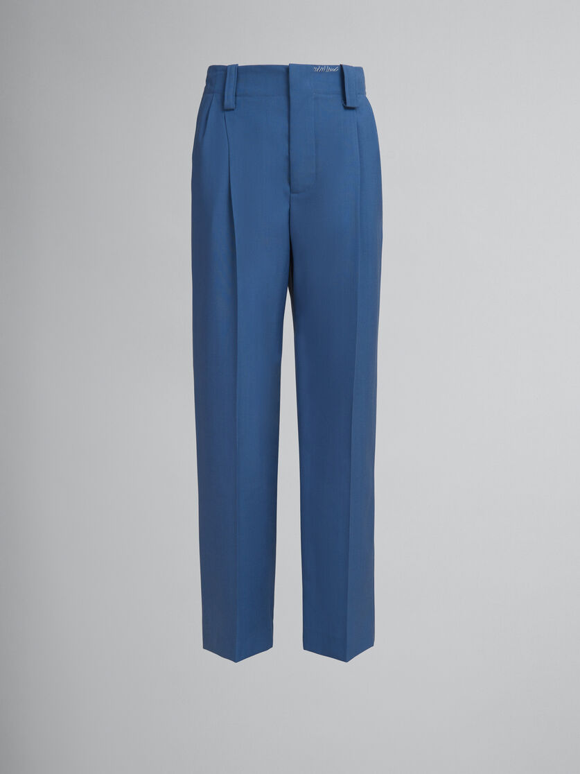 Blue tropical wool pleated trousers | Marni