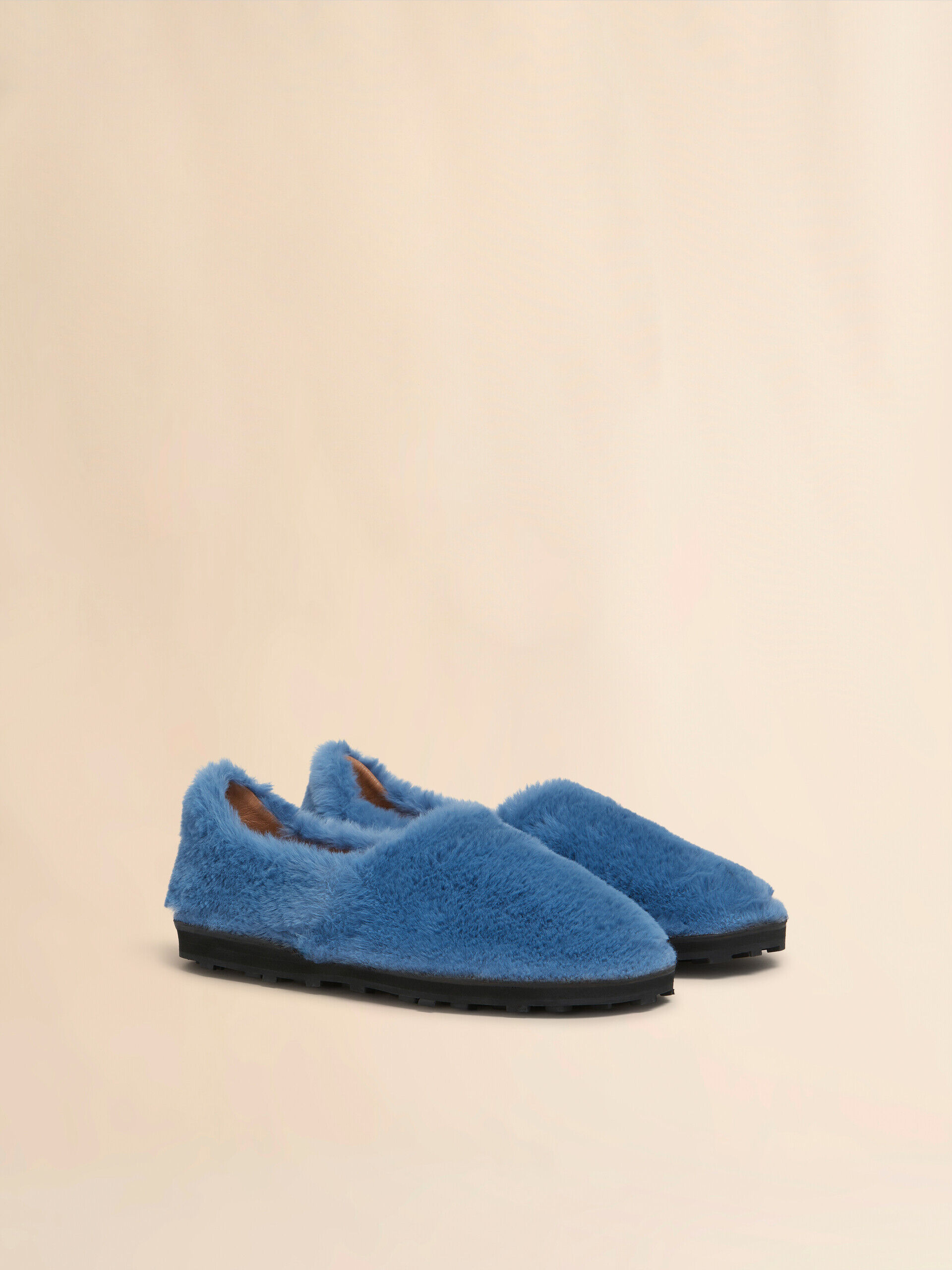 Blue slip-on loafer in faux fur | Marni
