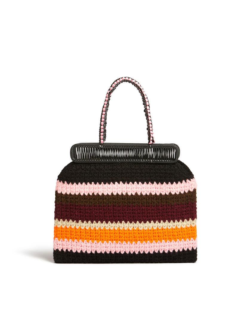 MARNI MARKET bag in multicolour pink crochet wool - Shopping Bags - Image 3