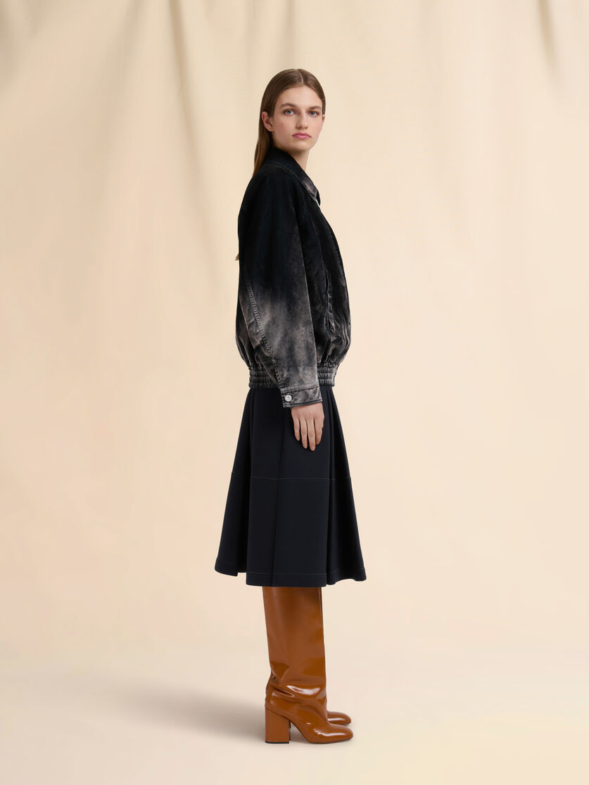 Black flocked denim bomber jacket - Jackets - Image 6