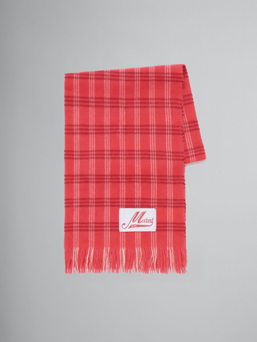 Rose pink check wool scarf - Scarves - Image 1