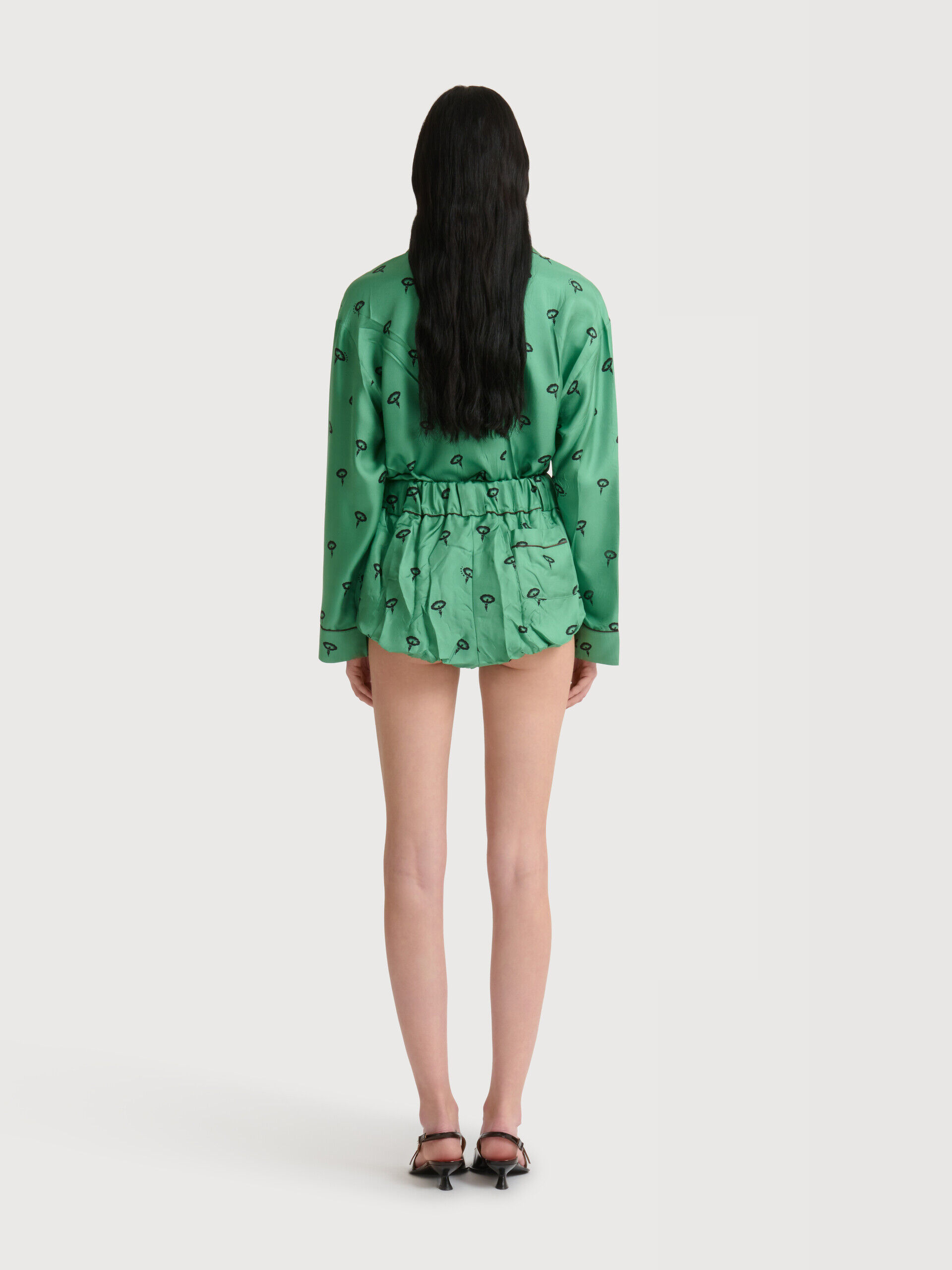 グリーン シルクツイルブルマー フローラルプリント入り | Marni