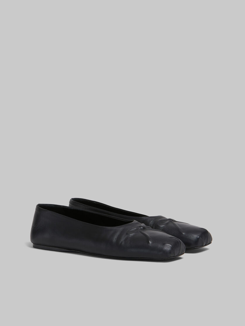 ブラック レザー製 Little Bowシームレス フラットバレエシューズ | Marni