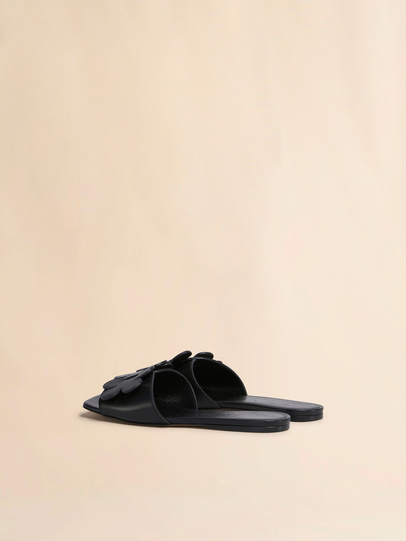 Black leather daisy sandal - Sandals - Image 3