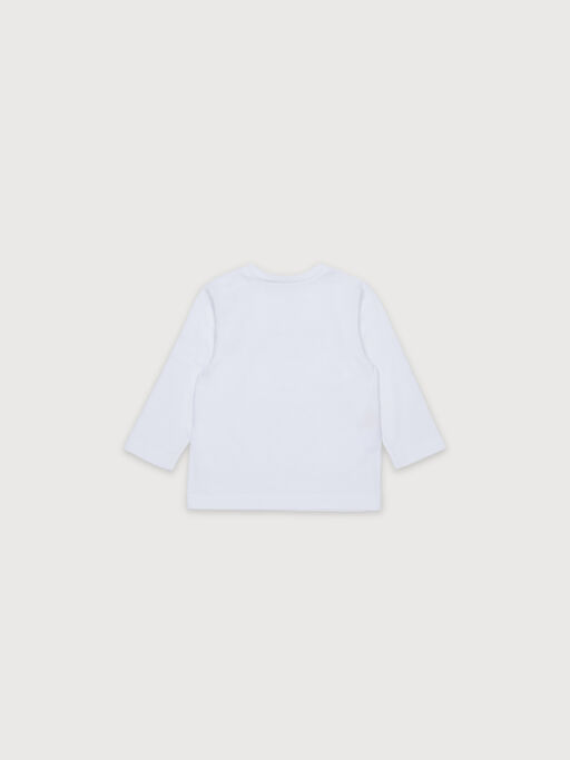 White long-sleeved cotton T-shirt with small Marni logo - T-shirts