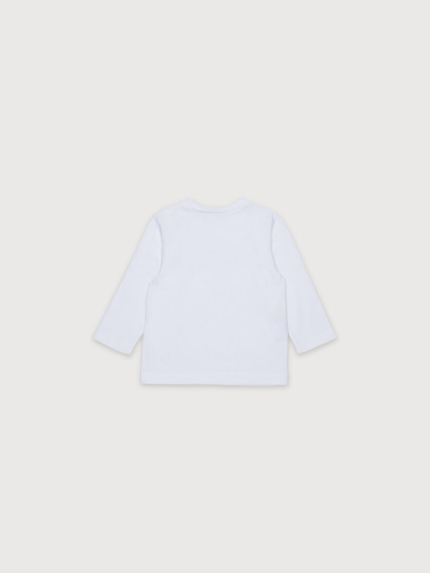 White long-sleeved cotton T-shirt with small Marni logo, Image 2