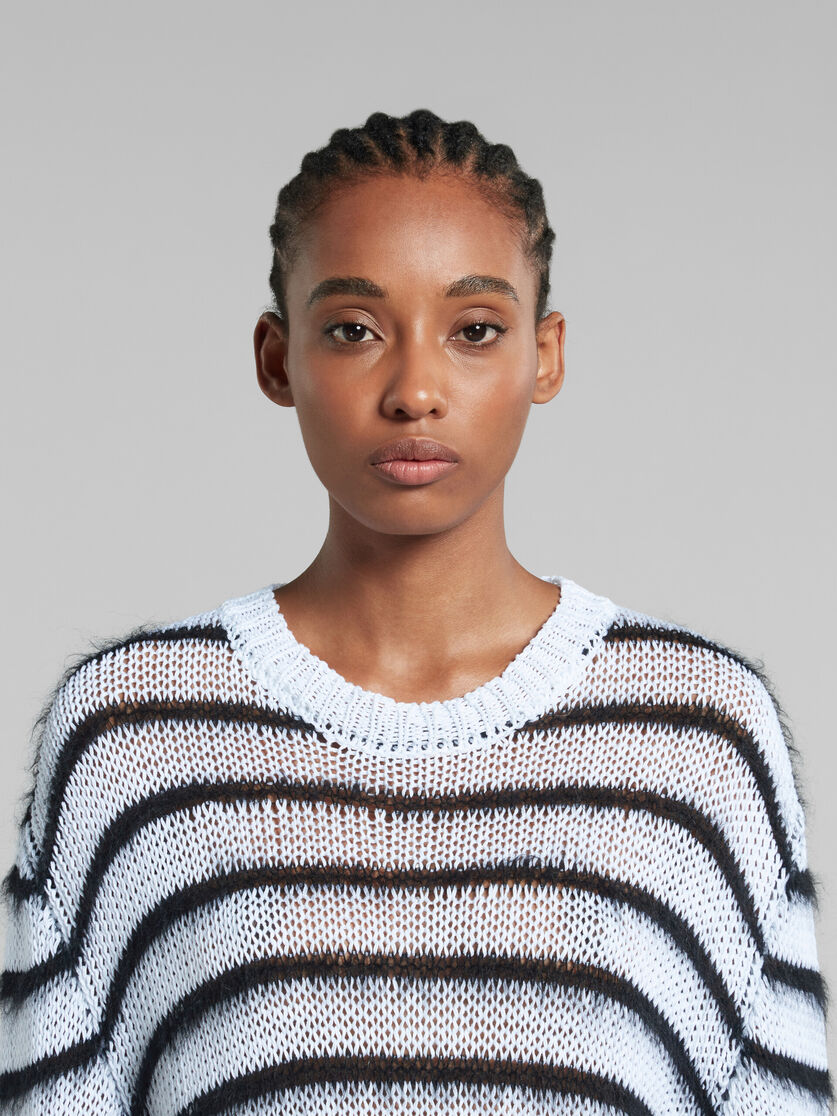 White jumper with black mohair stripes - Pullovers - Image 4