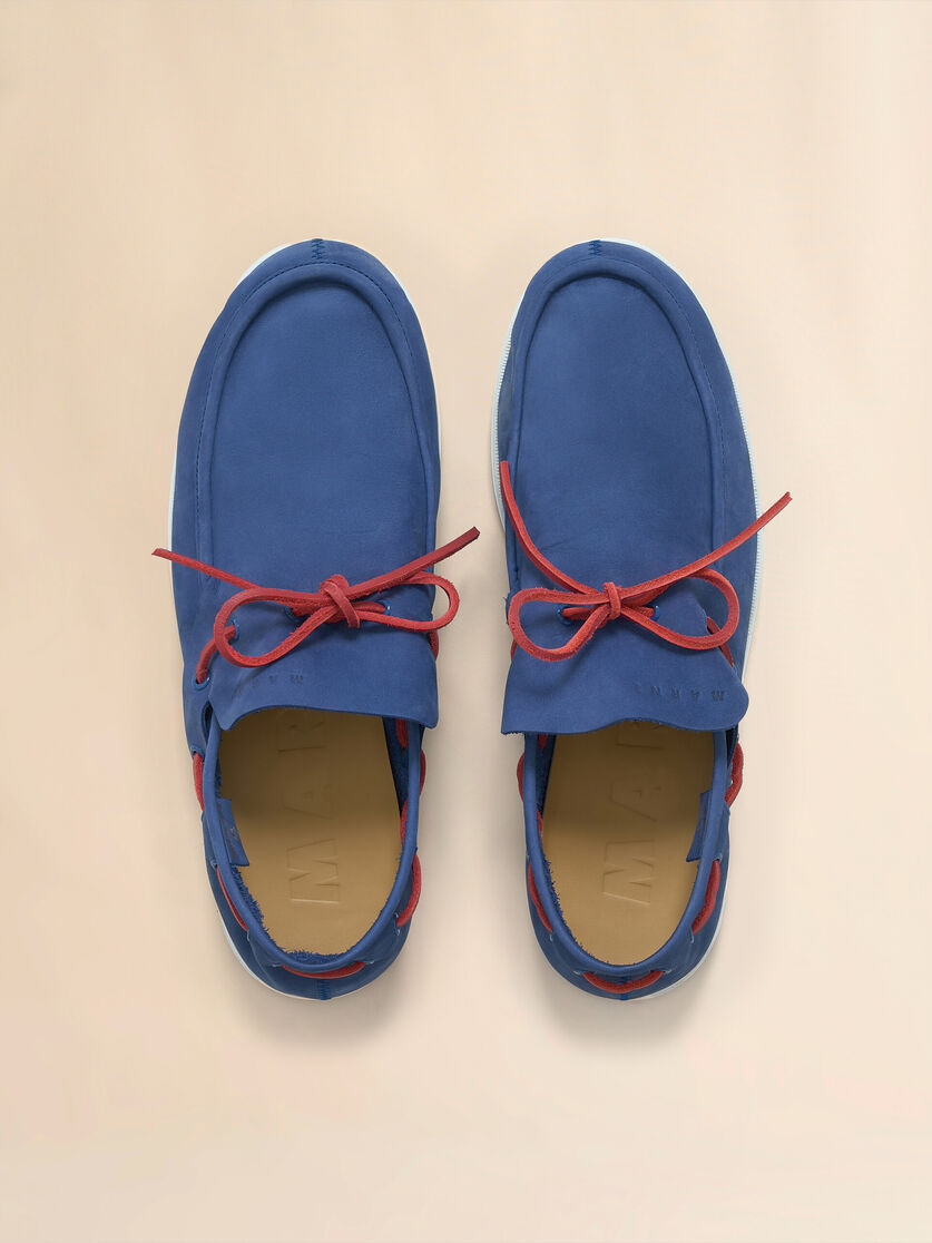 Blue nubuck boat loafer - Lace-ups - Image 4
