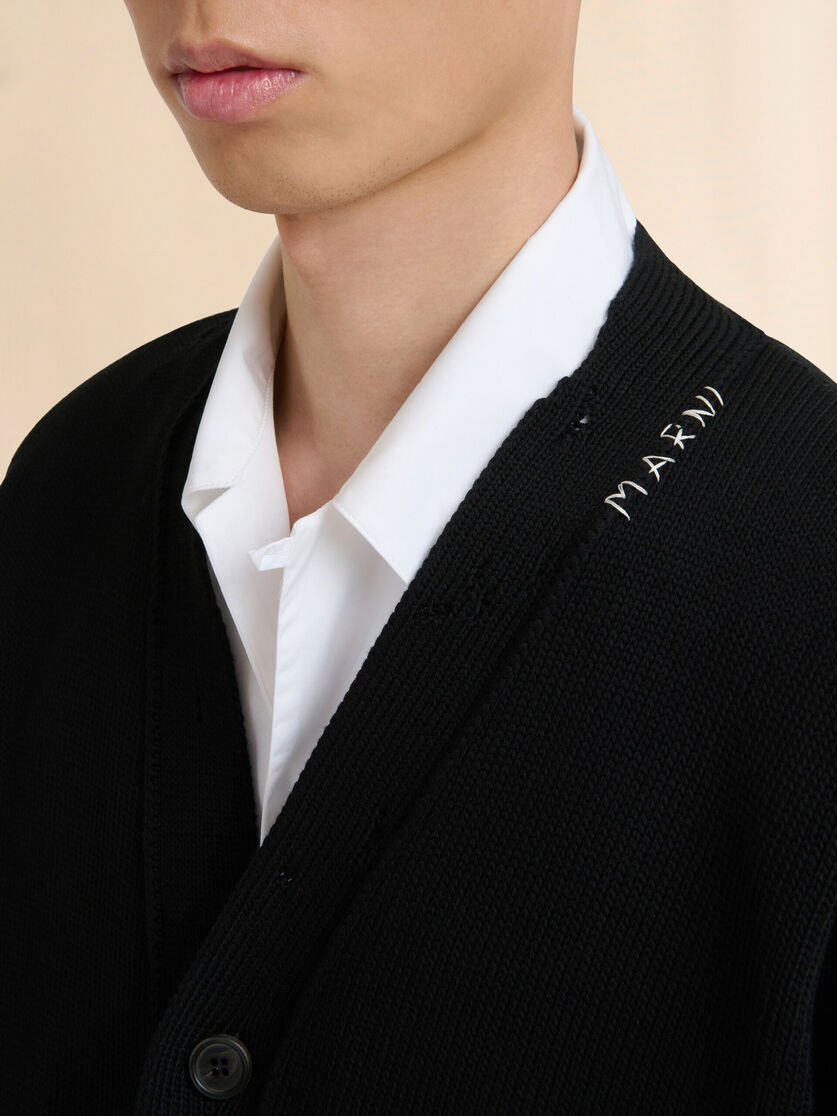 Pink cotton cardigan with Marni Symbol - Pullovers - Image 4