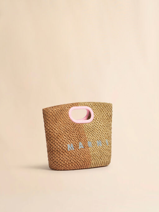 Dark and light brown paper raffia Seaside clutch - Handbags